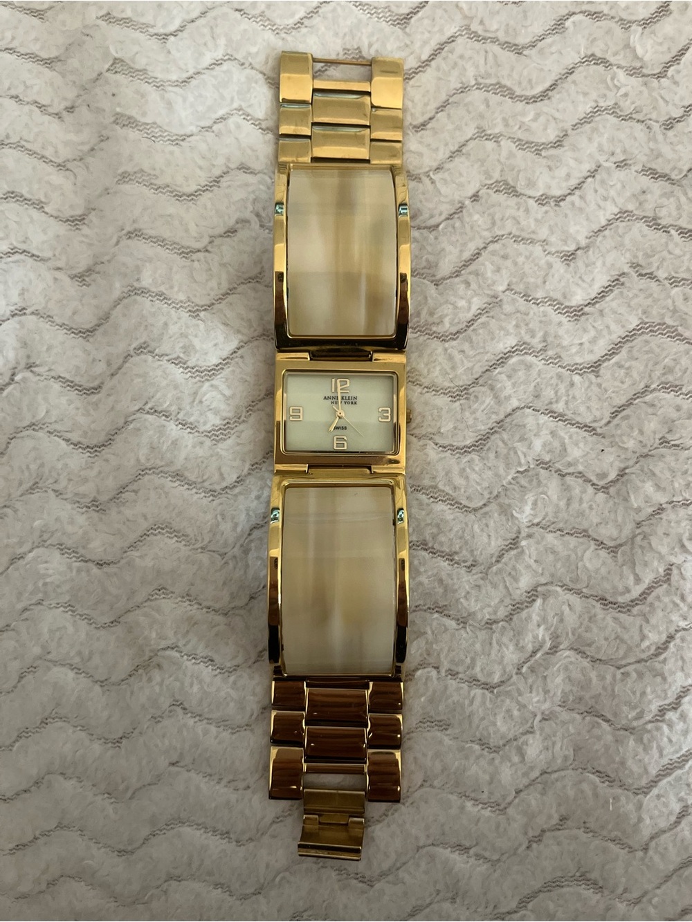 Anne Klein Gold Tone Bracelet Watch with Cream Panels